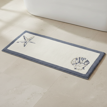 Cotton Bathroom Rug Reversible Coastal Machine Washable