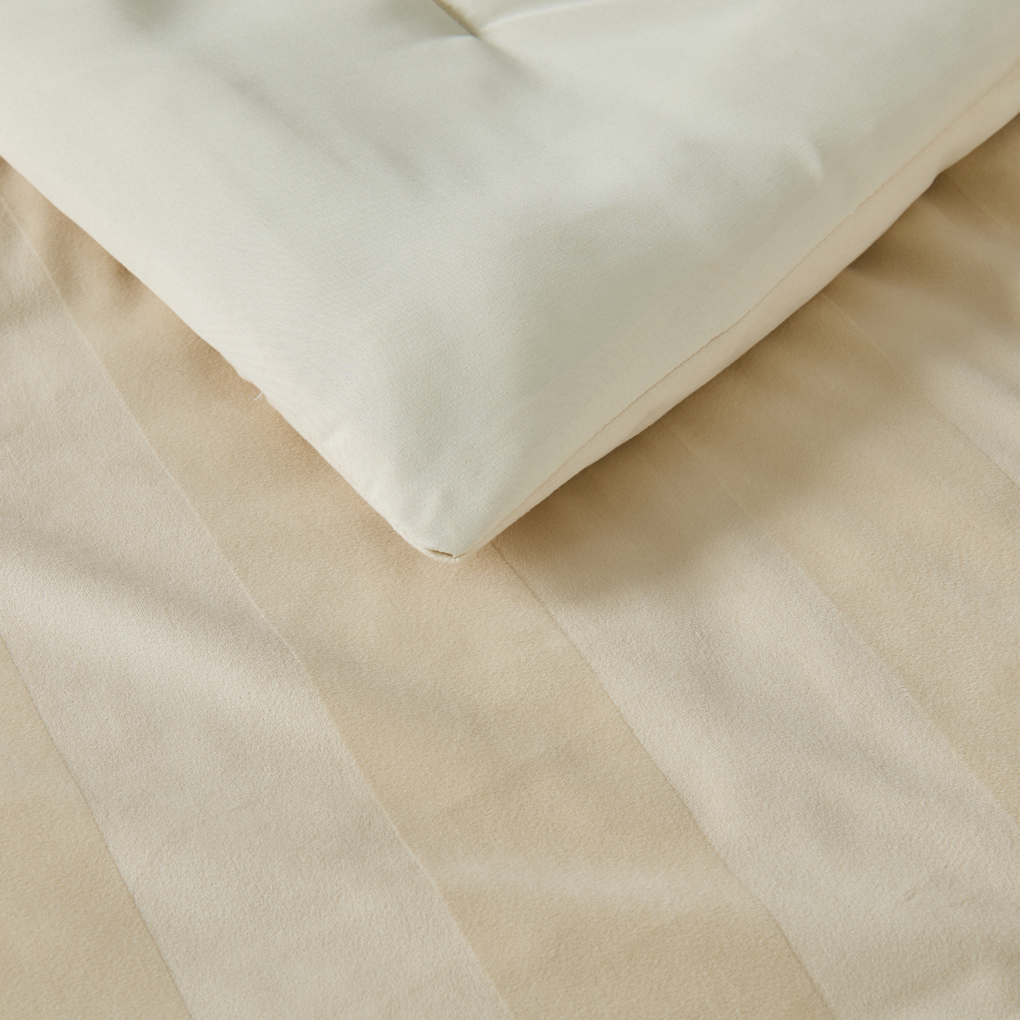 Velvet Woven Striped Reversible Comforter Set with Decorative Pillows and Shams