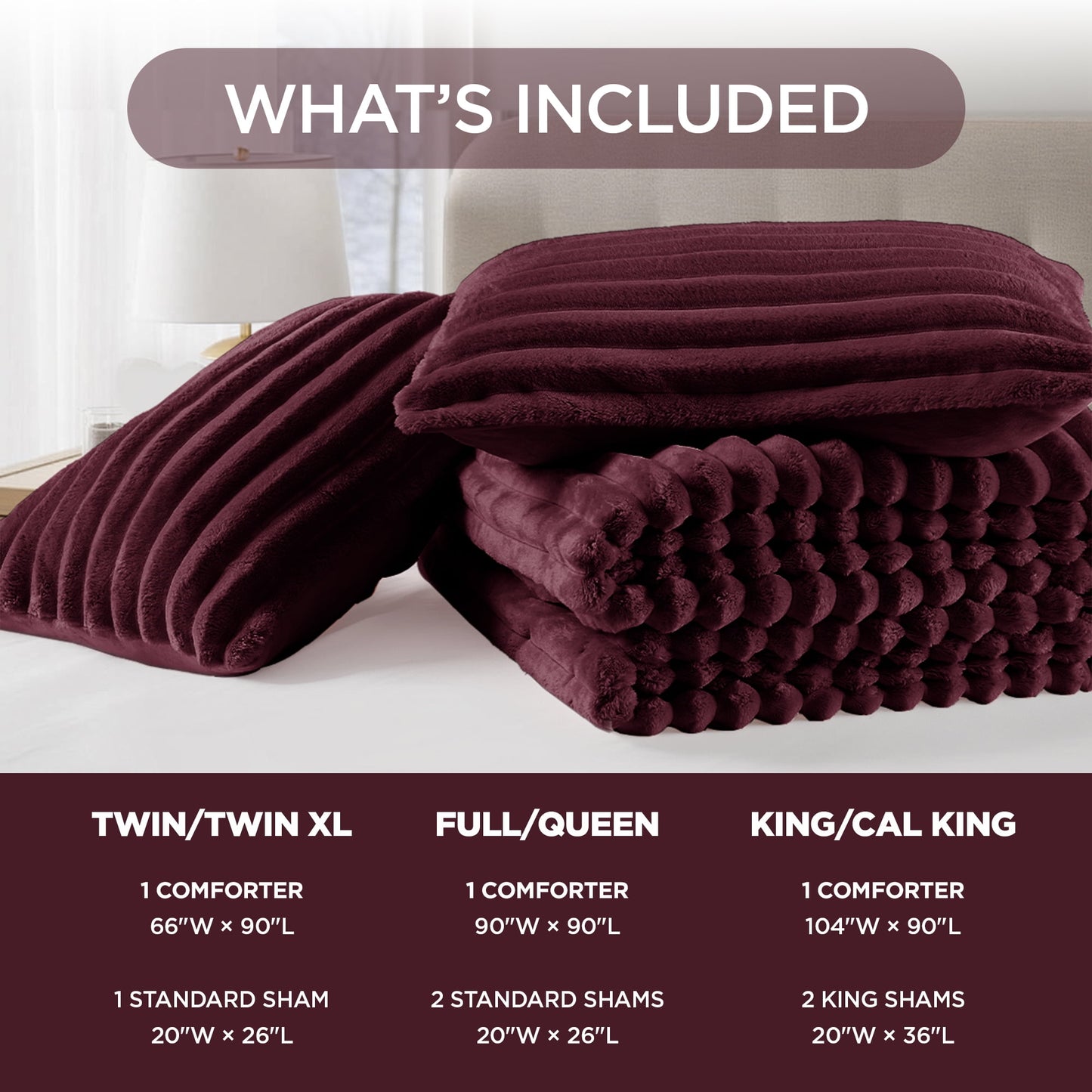 Fluffy Ribbed Plush Comforter Bedding Set