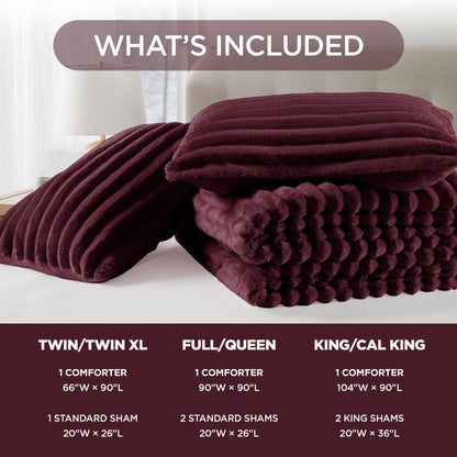 Fluffy Ribbed Plush Comforter Bedding Set