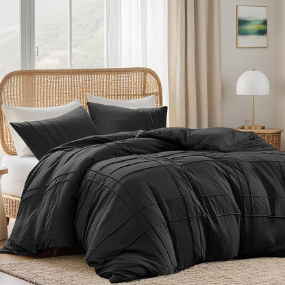 Soft Washed Pleated Duvet Cover Set