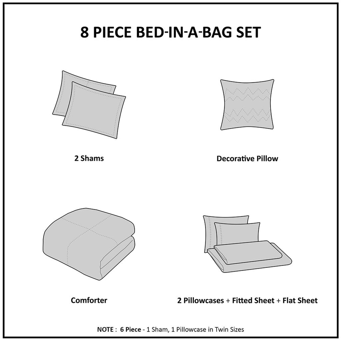 8 Piece Comforter Set with Bed Sheets, Navy