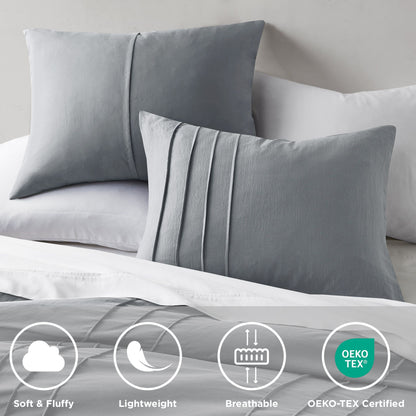 Soft Washed Pleated Duvet Cover Set