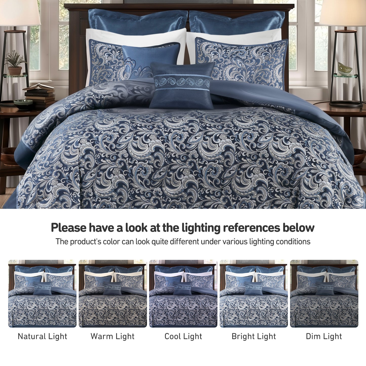 Jacquard Comforter Set with Bedskirt and Decor Pillows