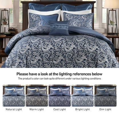 Jacquard Comforter Set with Bedskirt and Decor Pillows