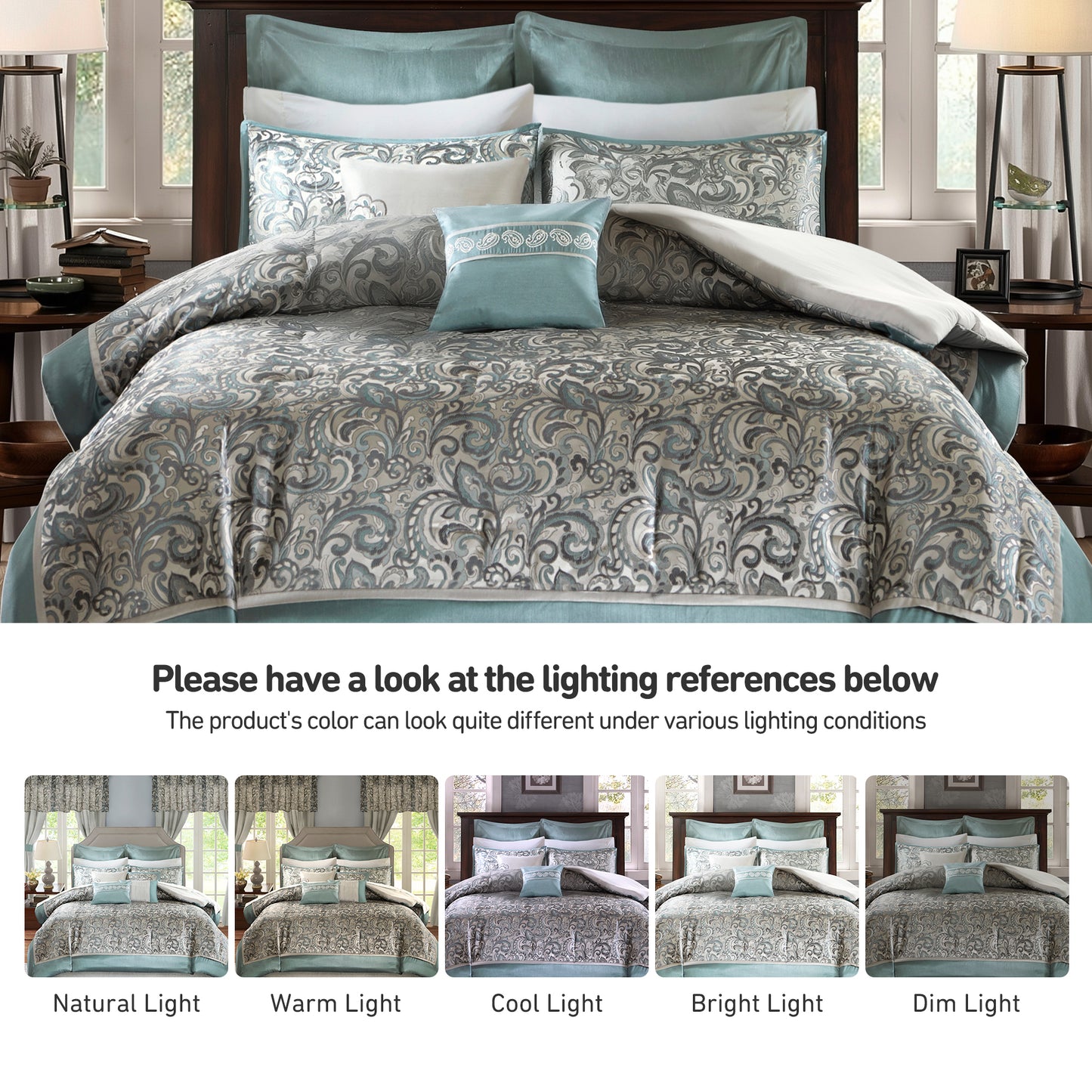 Jacquard Comforter Set with Bedskirt and Decor Pillows