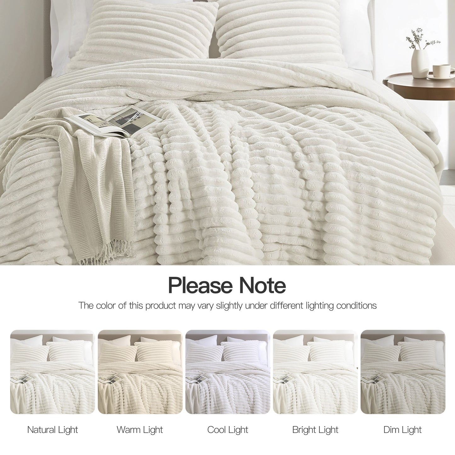 Fluffy Ribbed Plush Comforter Set