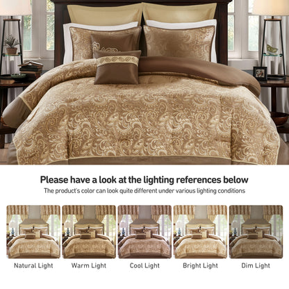 Jacquard Comforter Set with Bedskirt and Decor Pillows