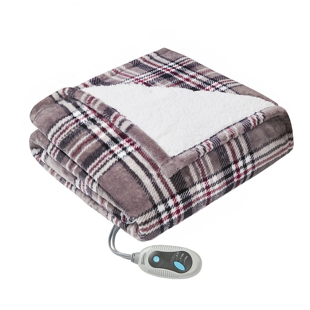 Heated Berber Wrap Damask Sherpa Snuggle Electric Throw Blanket
