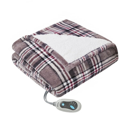 Heated Berber Wrap Damask Sherpa Snuggle Electric Throw Blanket