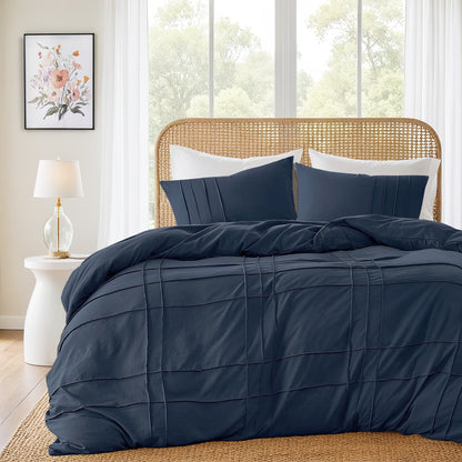 Soft Washed Pleated Duvet Cover Set