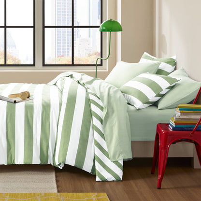 Textured Stripe Print Bedding Comforter Set