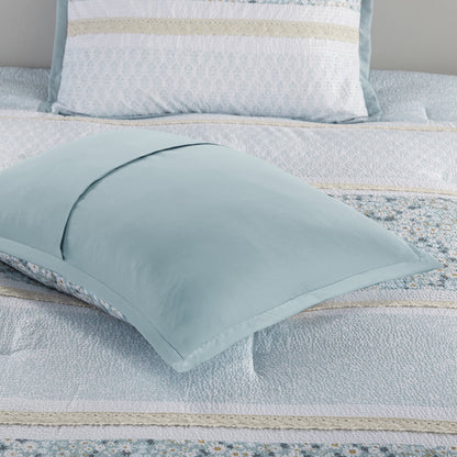 Floral Botanical Printed Seersucker Comforter Set with Throw Pillows