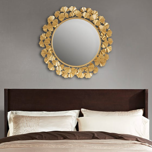 Gingko Leaf Round Wall Mirror