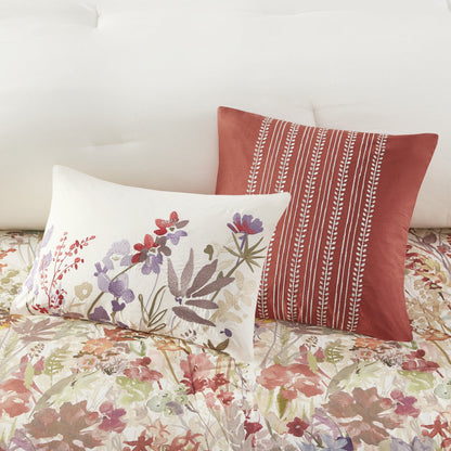 7 Piece Cotton Printed Comforter Set, Multi