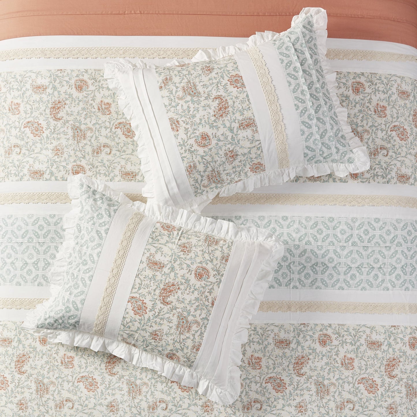 Pintuck Faux Silk Comforter Set with Bed Skirt and Decor Pillow