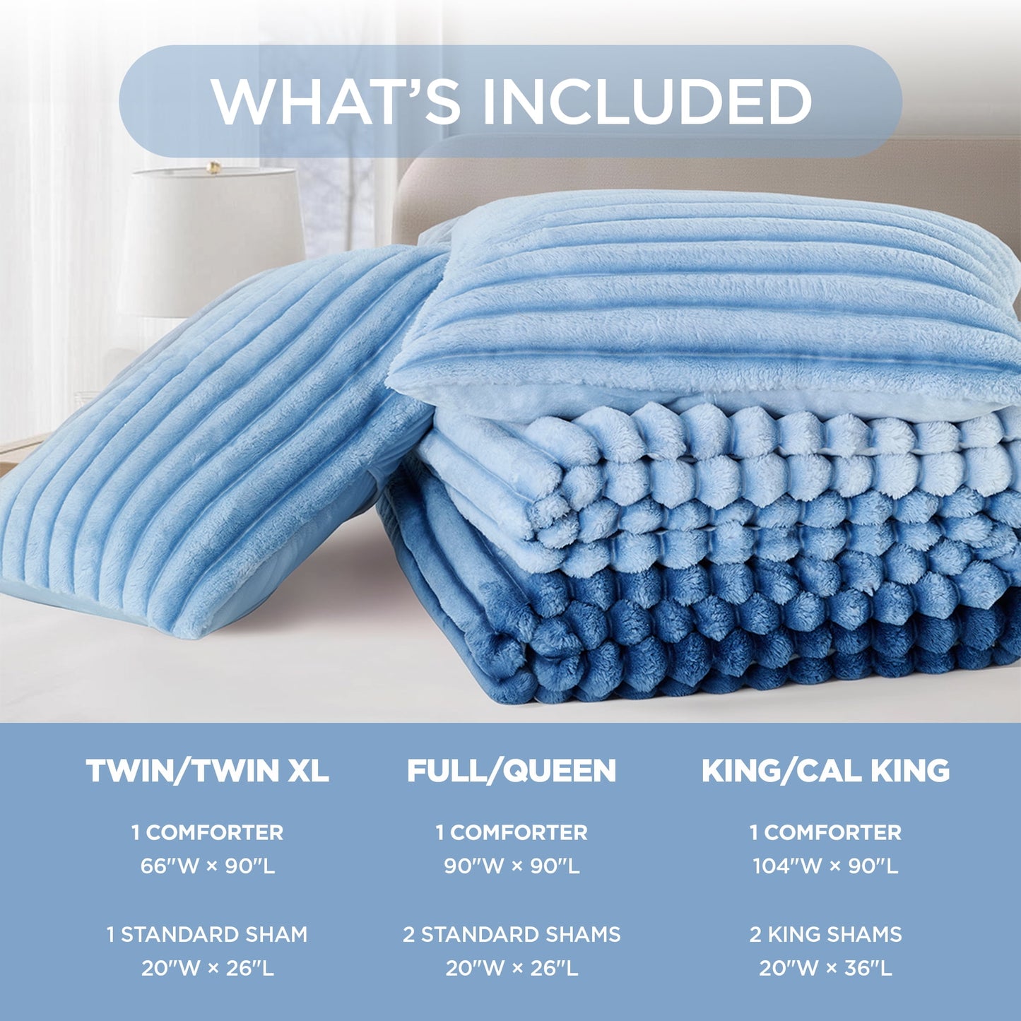 Fluffy Ribbed Plush Comforter Bedding Set