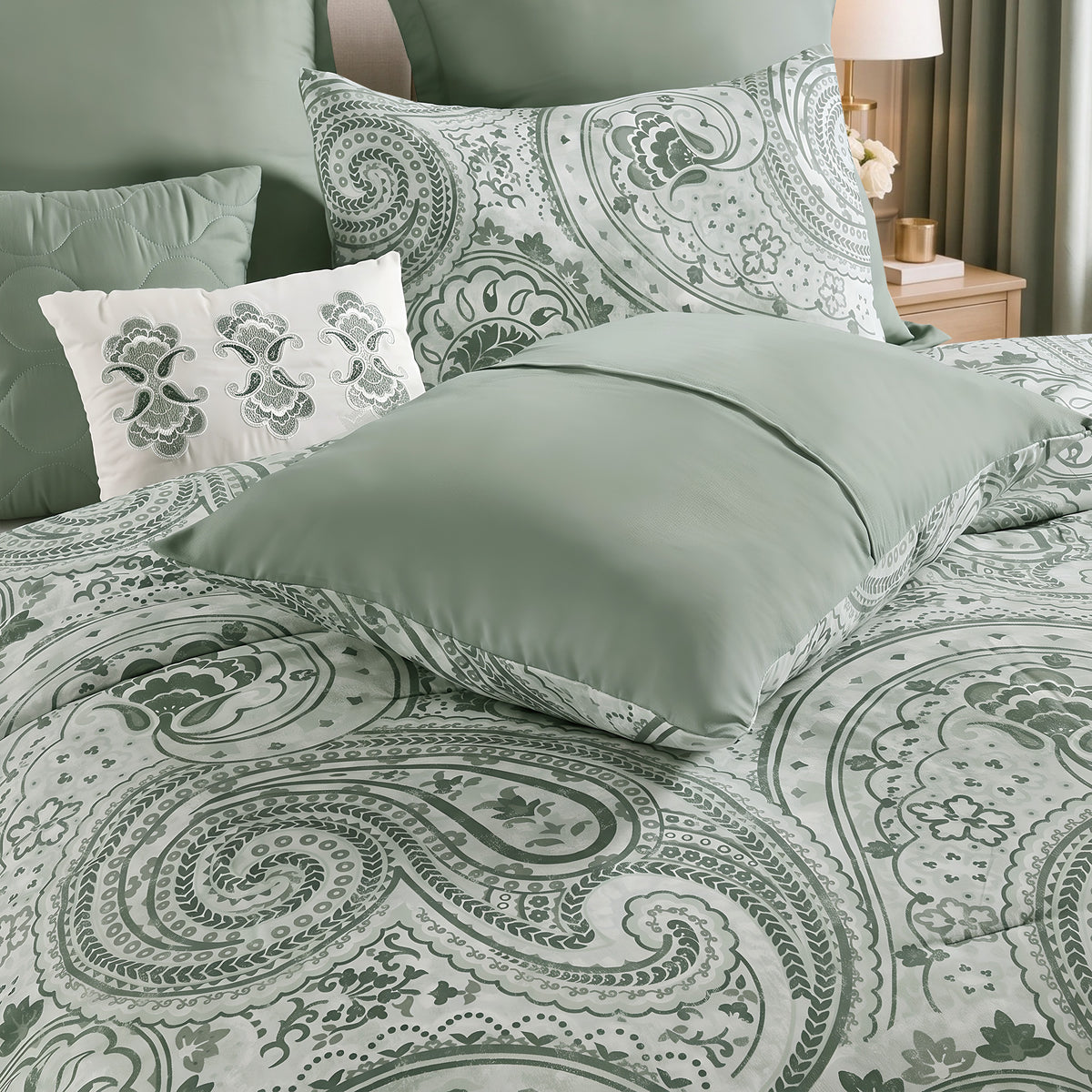 Kamira Cotton Paisley Floral Reversible Comforter Set