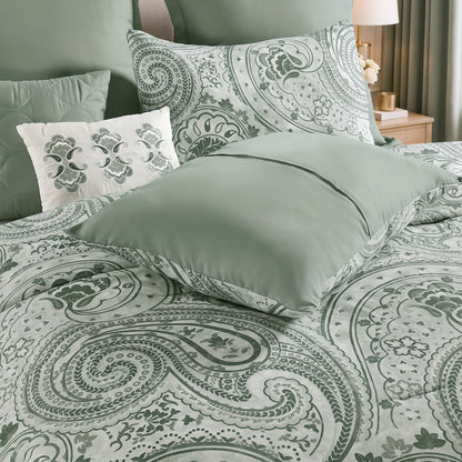 Kamira Cotton Paisley Floral Reversible Comforter Set