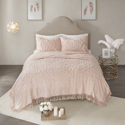 Tufted Cotton Chenille Fringe Coverlet Mini Set