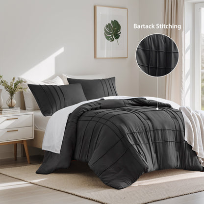 Soft Washed Pleated Comforter Set