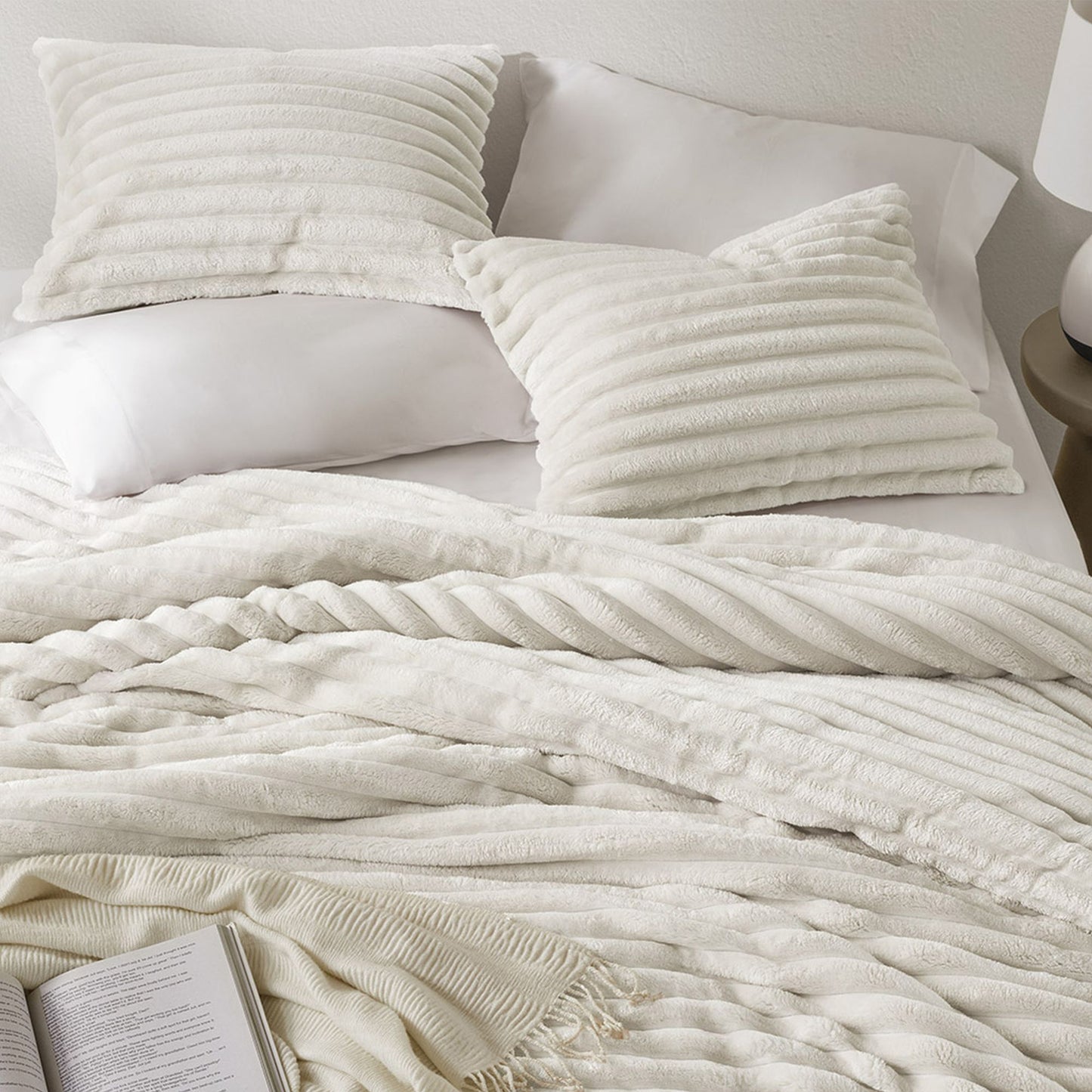 Fluffy Ribbed Plush Comforter Set