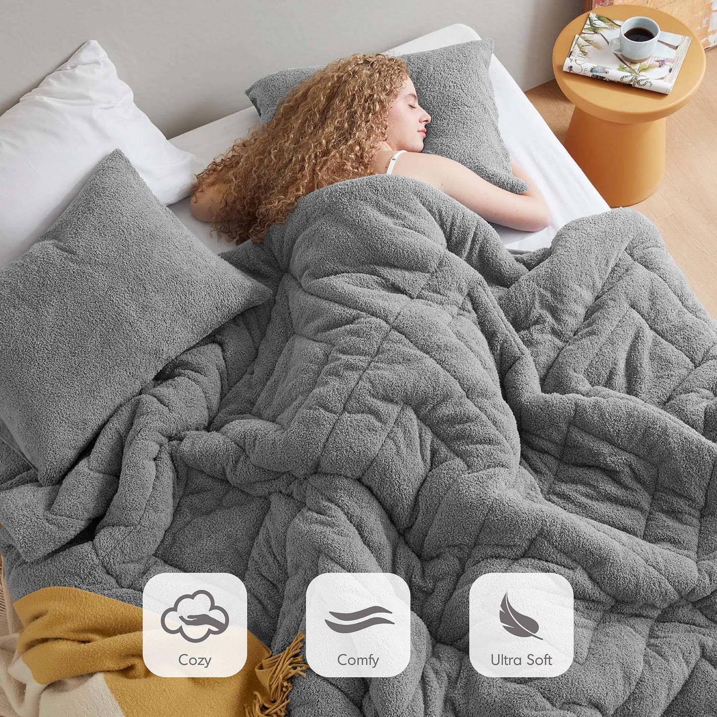 Double Diamond Quilted Teddy Comforter Set