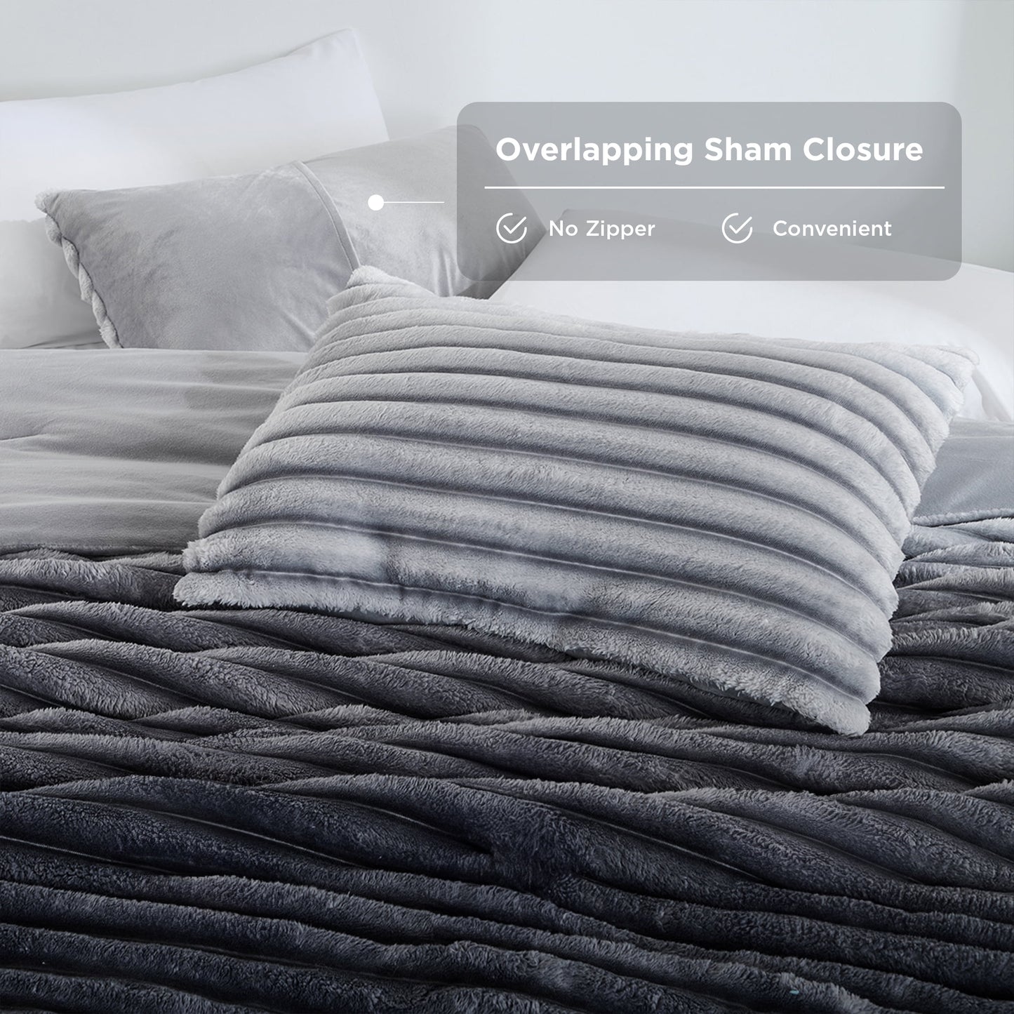 Fluffy Ribbed Plush Comforter Bedding Set