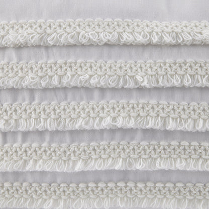 Cotton Oblong Pillow with Tassel Fringe, Ivory