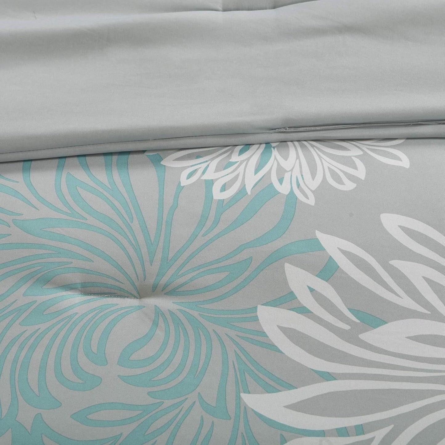 Aqua Printed Floral Comforter Set with 100% Cotton Bed Sheet