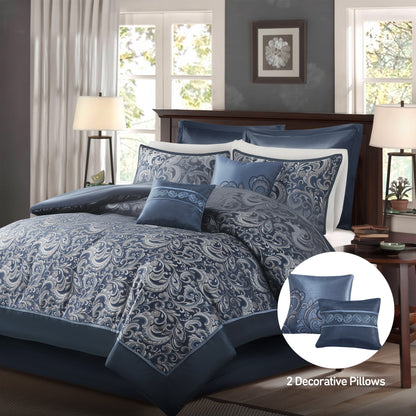 Jacquard Comforter Set with Bedskirt and Decor Pillows