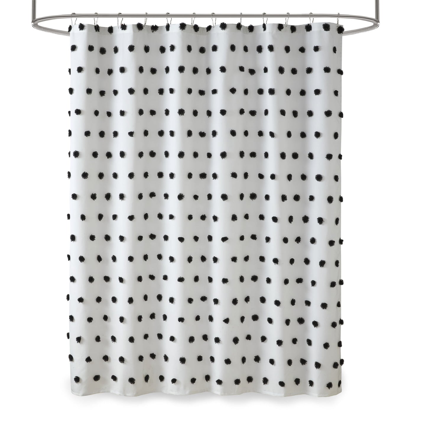 Shower Curtain White Polka Dot Bathroom Curtain With/ 12 Button Holes