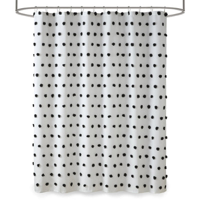 Shower Curtain White Polka Dot Bathroom Curtain With/ 12 Button Holes