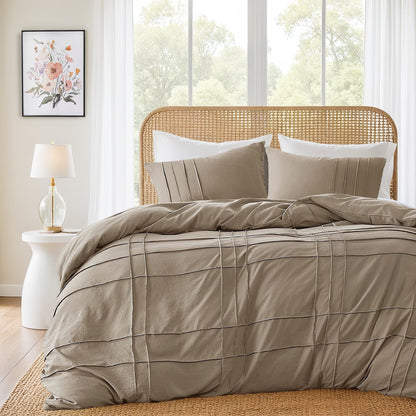 Soft Washed Pleated Duvet Cover Set
