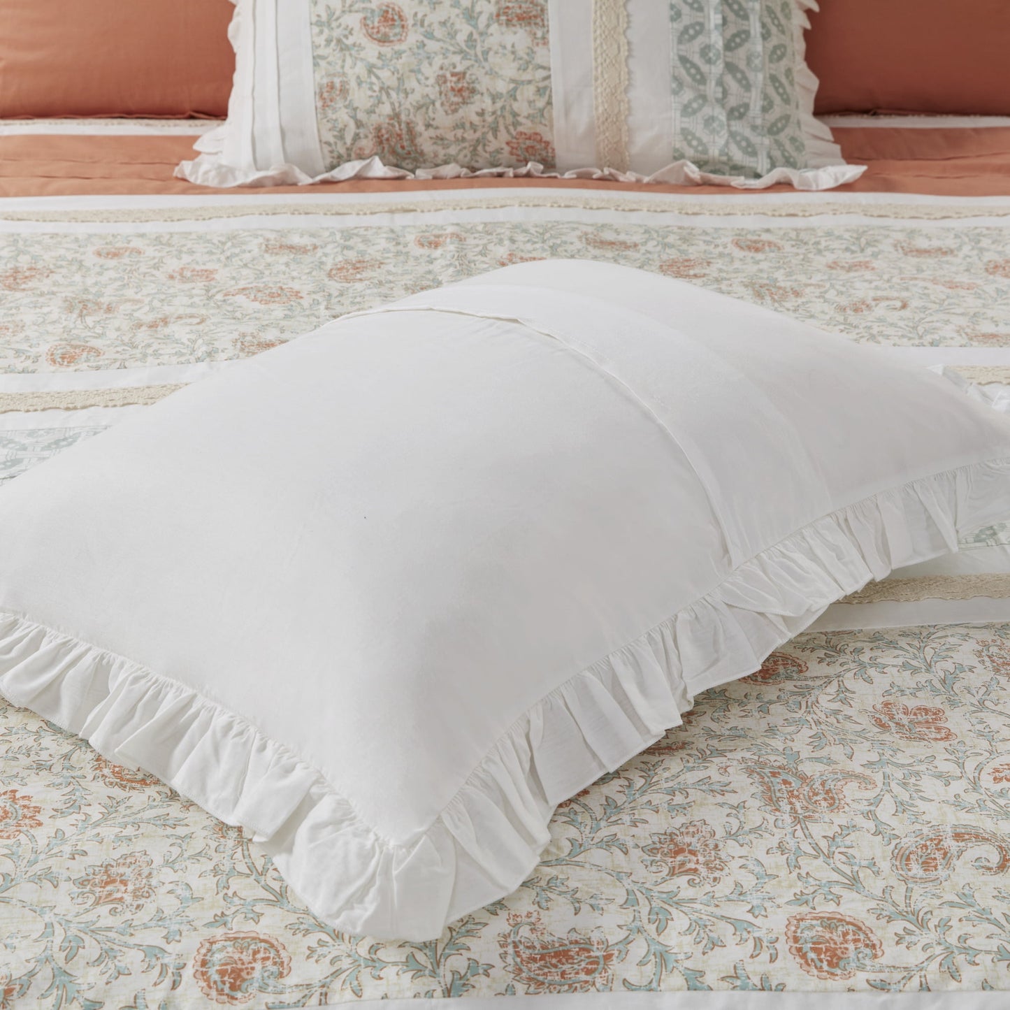 Pintuck Faux Silk Comforter Set with Bed Skirt and Decor Pillow
