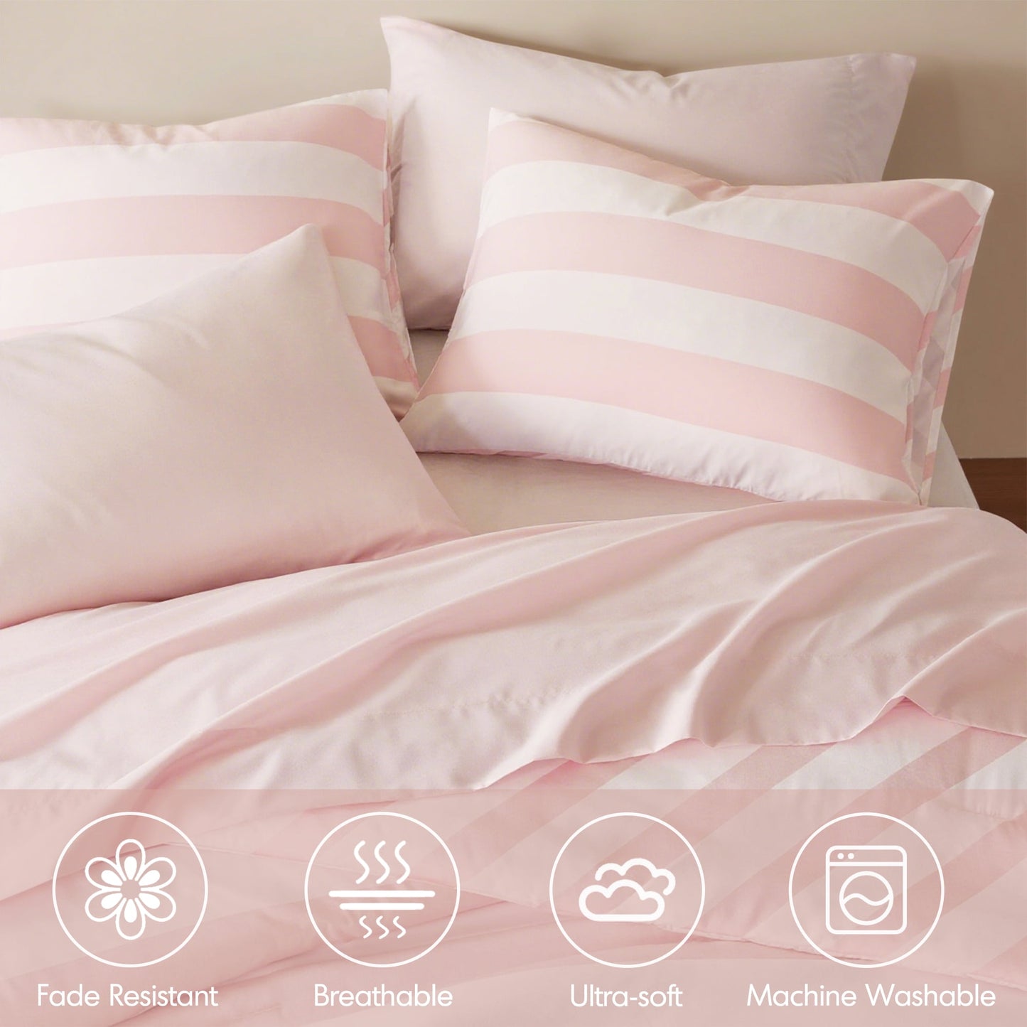 Textured Stripe Print Bedding Comforter Set