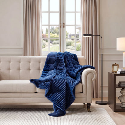 Parker Oversized Fuzzy Ribbed Plush Down Alternative Filled Throw Blanket