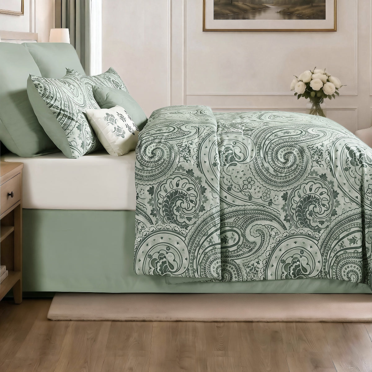 Kamira Cotton Paisley Floral Reversible Comforter Set