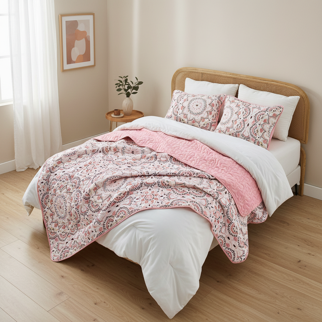 Boho Medallion Reversible Quilt Set with Pillowcase