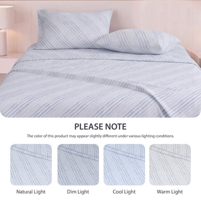 Cotton Flannel Sheet Set, 100% Cotton Bed Sheets Set with Deep Pocket