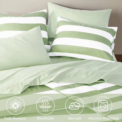 Textured Stripe Print Bedding Comforter Set