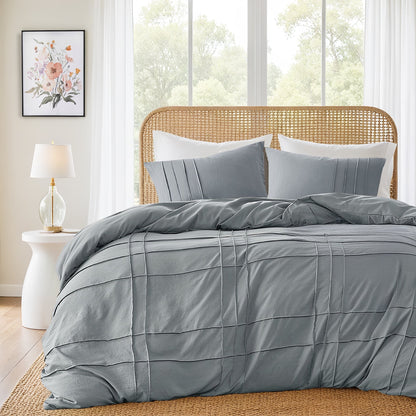 Soft Washed Pleated Duvet Cover Set