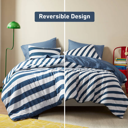 Textured Stripe Print Bedding Comforter Set