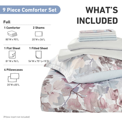 Medallion Pattern Bed in a Bag Bedding Comforter Set with Comforter, Flat Sheets, Fitted Sheets with Side Pockets