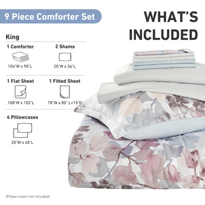 Medallion Pattern Bed in a Bag Bedding Comforter Set with Comforter, Flat Sheets, Fitted Sheets with Side Pockets