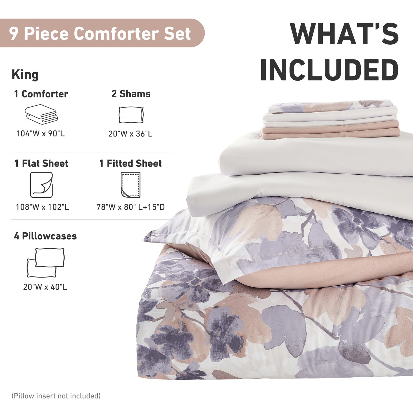 Medallion Pattern Bed in a Bag Bedding Comforter Set with Comforter, Flat Sheets, Fitted Sheets with Side Pockets