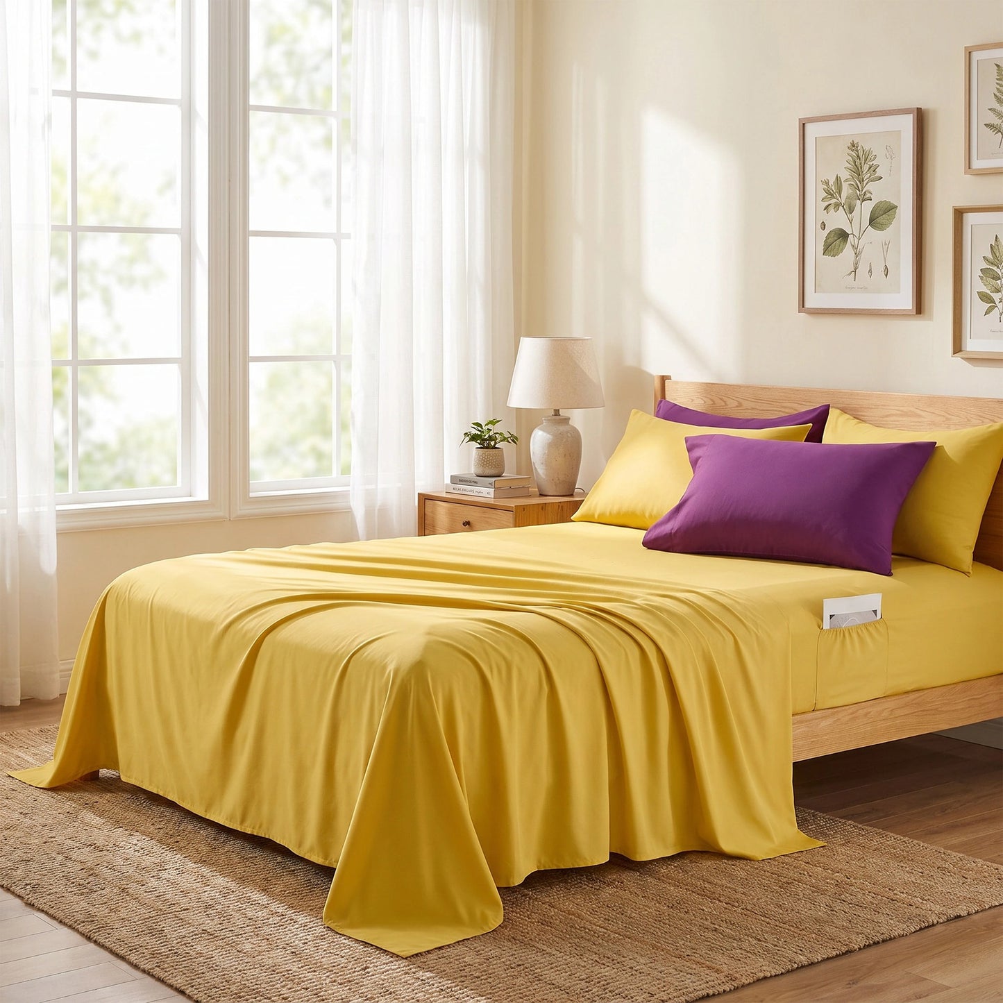 Boho Velvet Bed-in-a-Bag, 10-Piece Floral Reversible Bedding Set, Comforter with Sheet Set