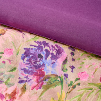 Boho Velvet Bed-in-a-Bag, 10-Piece Floral Reversible Bedding Set, Comforter with Sheet Set