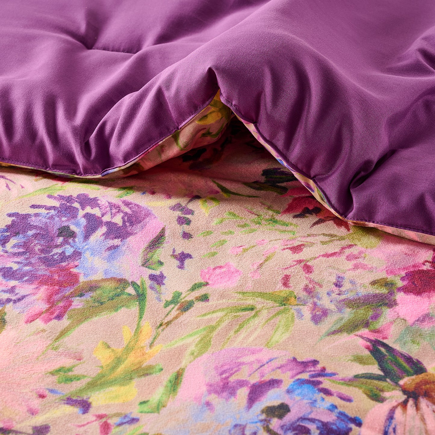 Boho Velvet Bed-in-a-Bag, 10-Piece Floral Reversible Bedding Set, Comforter with Sheet Set
