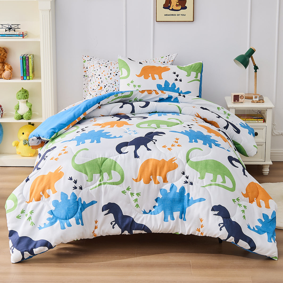 Colorful Dinosaurs Bedding Comforter with Sheet Set